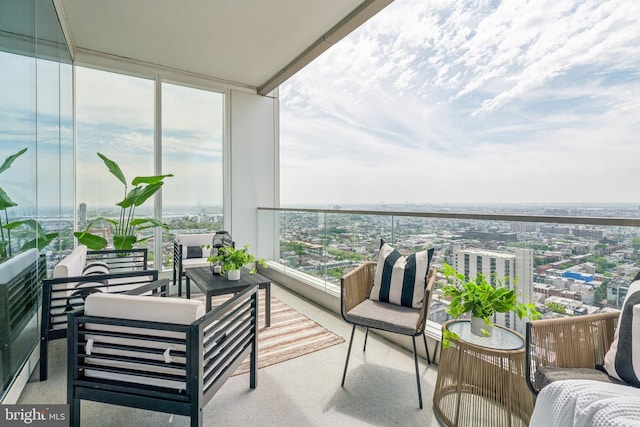 balcony with a view of city