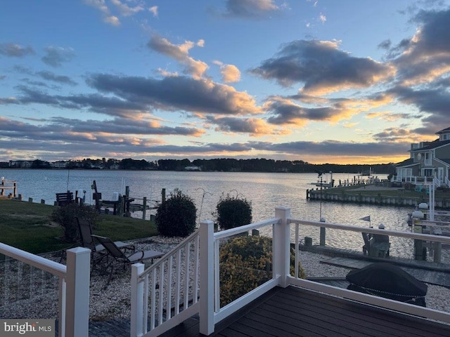 18 Ebb Tide Ct, Ocean Pines, MD 21811 - wooden deck featuring a water view and a boat dock