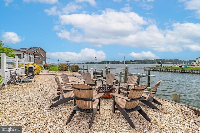 18 Ebb Tide Ct, Ocean Pines, MD 21811 - view of patio with an outdoor fire pit and a water view