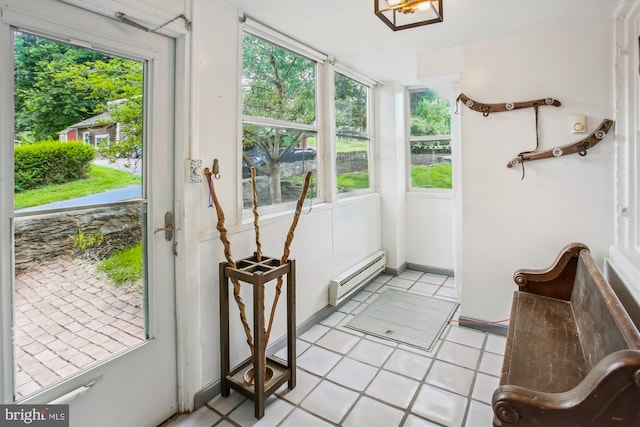 501 Park Row Pl, Harpers Ferry, WV 25425 - unfurnished sunroom featuring baseboard heating and plenty of natural light
