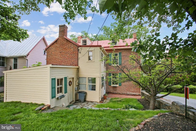 501 Park Row Pl, Harpers Ferry, WV 25425 - back of property featuring a chimney and a lawn