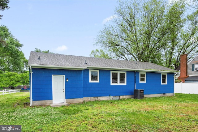 104 Louise Ave, Salisbury, MD 21804 - back of house with central AC unit, crawl space, and a shingled roof