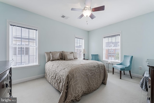 23412 Longollen Woods Ter, Ashburn, VA 20148 - bedroom with light colored carpet, baseboards, and ceiling fan