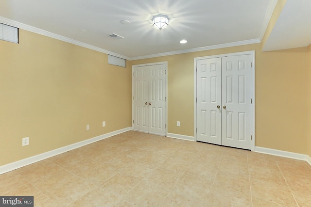 7808 Devereux Manor Ct, Fairfax Station, VA 22039 - unfurnished bedroom featuring multiple closets, ornamental molding, and baseboards