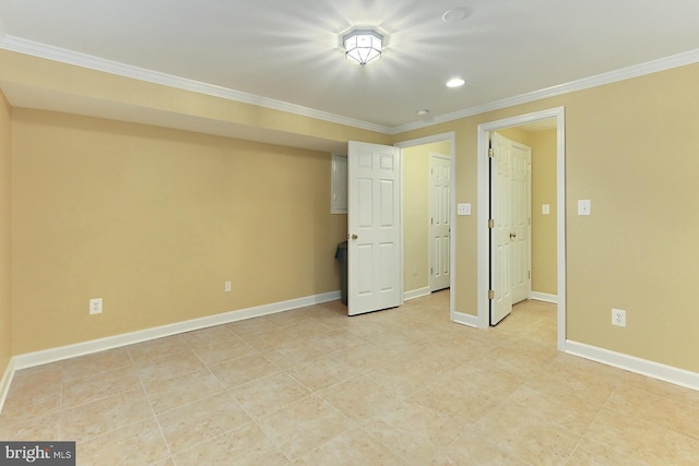 7808 Devereux Manor Ct, Fairfax Station, VA 22039 - unfurnished bedroom with crown molding, baseboards, recessed lighting, and light tile patterned flooring