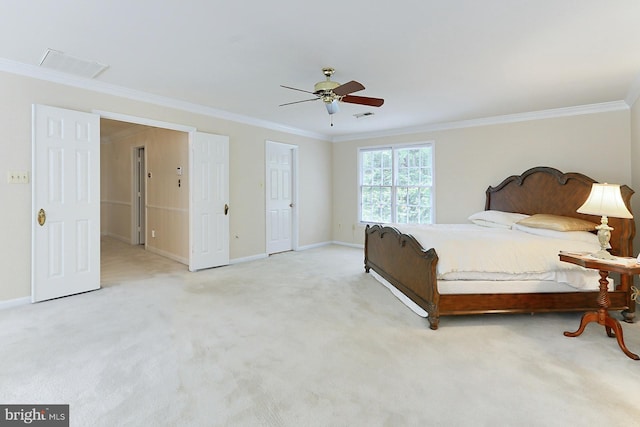 7808 Devereux Manor Ct, Fairfax Station, VA 22039 - bedroom with crown molding, carpet, baseboards, and ceiling fan