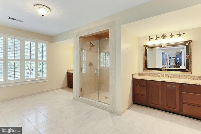 7808 Devereux Manor Ct, Fairfax Station, VA 22039 - full bath with vanity, a stall shower, baseboards, and a spacious closet