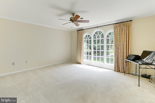 7808 Devereux Manor Ct, Fairfax Station, VA 22039 - empty room with crown molding, carpet floors, a ceiling fan, and baseboards
