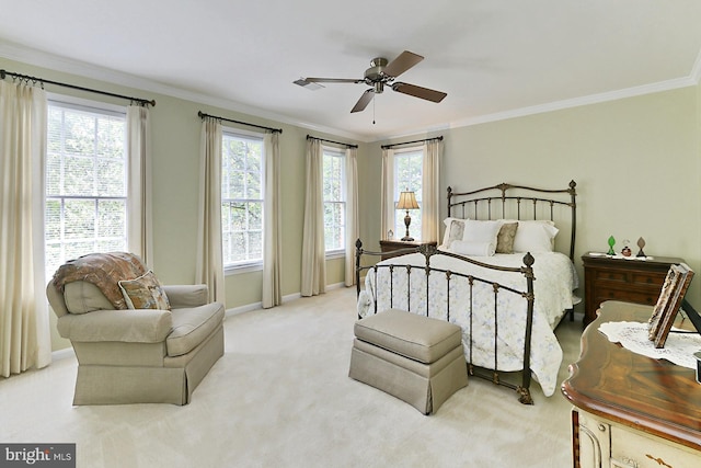 7808 Devereux Manor Ct, Fairfax Station, VA 22039 - carpeted bedroom with baseboards, crown molding, and a ceiling fan