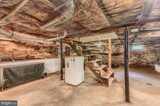 806 Frailey Rd, Emmitsburg, MD 21727 - below grade area featuring fridge and stairs