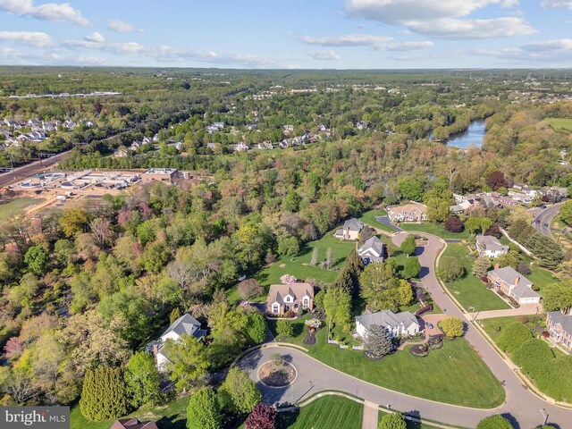 4 Stults Dr, Plainsboro, NJ 08536 - aerial view of property and surrounding area featuring a forest and a nearby body of water