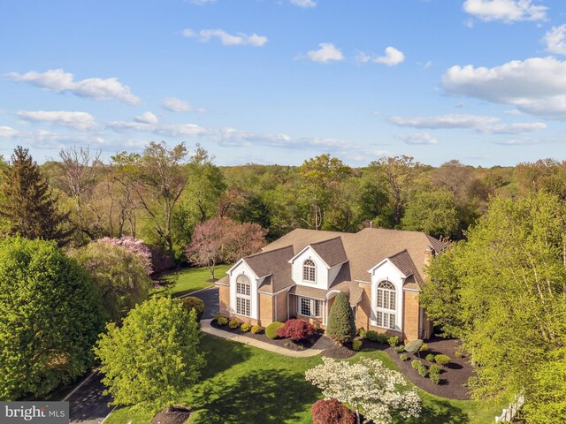 4 Stults Dr, Plainsboro, NJ 08536 - aerial view of property and surrounding area with a heavily wooded area