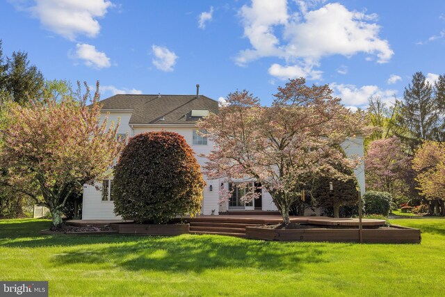 4 Stults Dr, Plainsboro, NJ 08536 - view of front of property with a front lawn and a deck