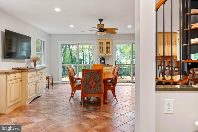 902 Emerald Dr, Alexandria, VA 22308 - dining room with recessed lighting, plenty of natural light, ceiling fan, and baseboards
