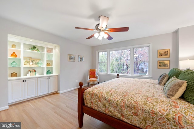 902 Emerald Dr, Alexandria, VA 22308 - bedroom with light wood-type flooring, baseboards, and ceiling fan