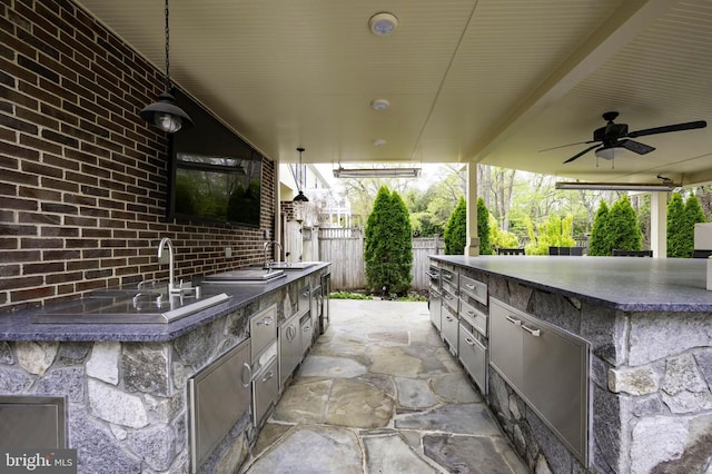 902 Emerald Dr, Alexandria, VA 22308 - view of patio / terrace with area for grilling, fence, and ceiling fan