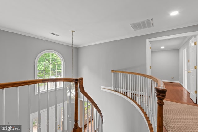 502 Pride Of Baltimore Dr, Arnold, MD 21012 - staircase with recessed lighting, wood finished floors, ornamental molding, and baseboards