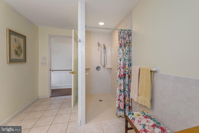 60 Holly, Long Beach Township, NJ 08008 - bathroom featuring tiled shower, tile patterned floors, and recessed lighting