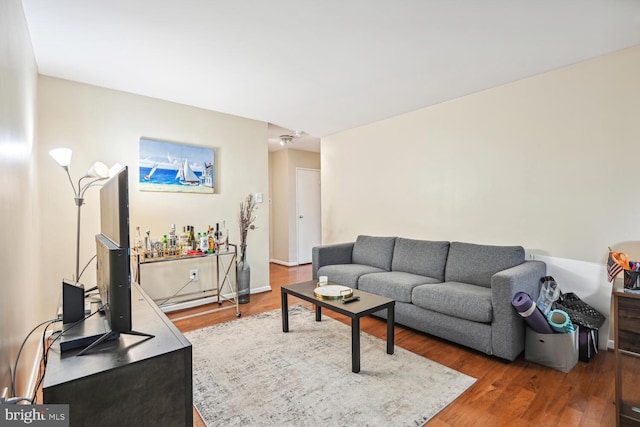 living area with wood finished floors