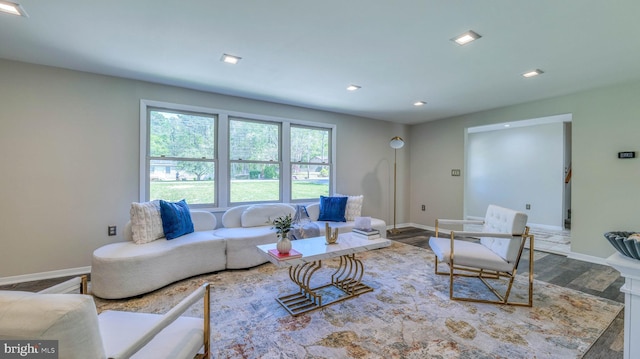6057 English Creek Ave, Egg Harbor Township, NJ 08234 - living area with baseboards, wood finished floors, and recessed lighting