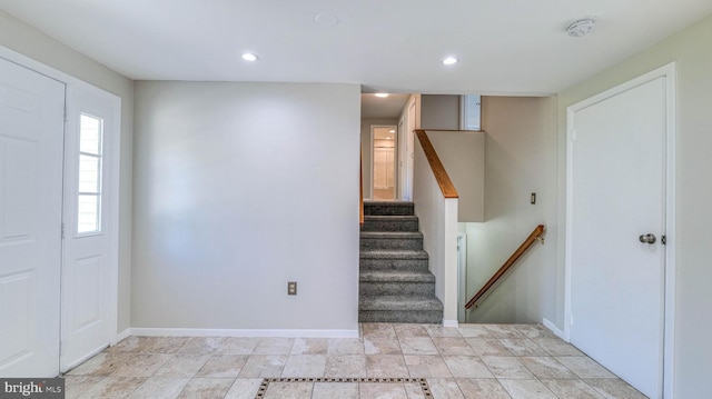 6057 English Creek Ave, Egg Harbor Township, NJ 08234 - foyer with baseboards, recessed lighting, and stairs