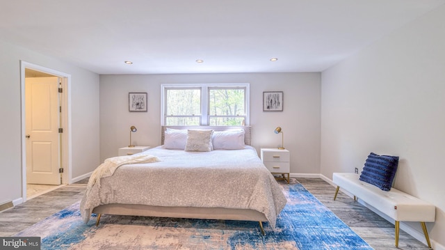 6057 English Creek Ave, Egg Harbor Township, NJ 08234 - bedroom with baseboards, wood finished floors, and recessed lighting
