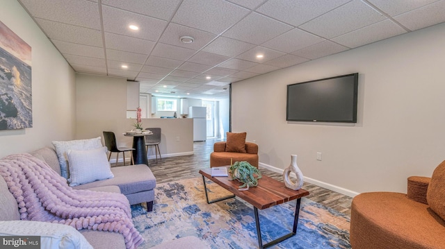 6057 English Creek Ave, Egg Harbor Township, NJ 08234 - living area featuring wood finished floors, recessed lighting, baseboards, and a drop ceiling