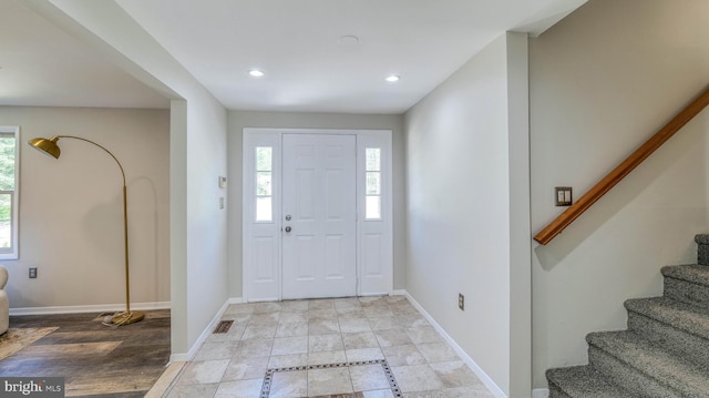6057 English Creek Ave, Egg Harbor Township, NJ 08234 - entryway featuring baseboards, stairs, and recessed lighting