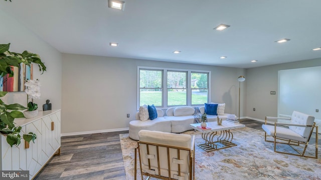 6057 English Creek Ave, Egg Harbor Township, NJ 08234 - living room with wood finished floors, baseboards, and recessed lighting