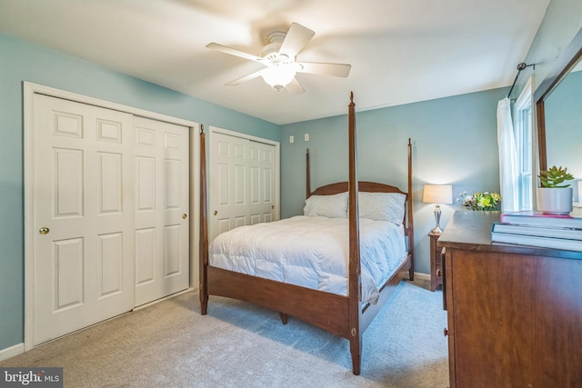 134 Whitaker Ave, North East, MD 21901 - bedroom with carpet flooring, multiple closets, ceiling fan, and baseboards