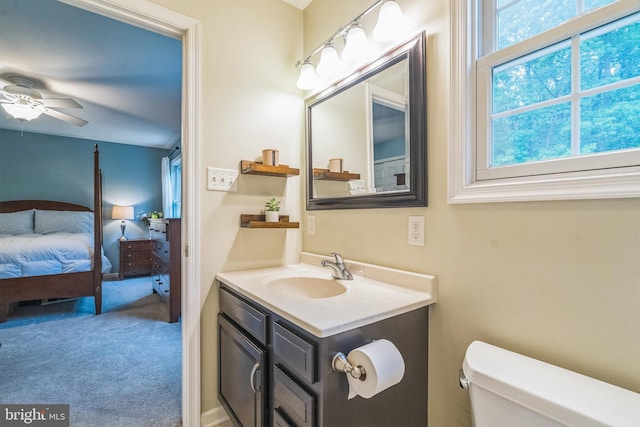 134 Whitaker Ave, North East, MD 21901 - ensuite bathroom with healthy amount of natural light, toilet, a ceiling fan, and vanity