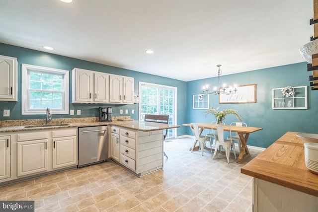 134 Whitaker Ave, North East, MD 21901 - kitchen featuring a sink, dishwasher, healthy amount of natural light, a peninsula, and recessed lighting