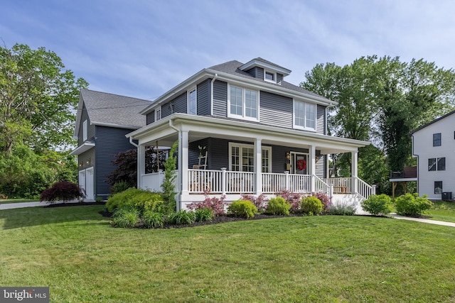 134 Plum St, Moorestown, NJ 08057 - view of front of house featuring a porch, a front yard, and central air condition unit