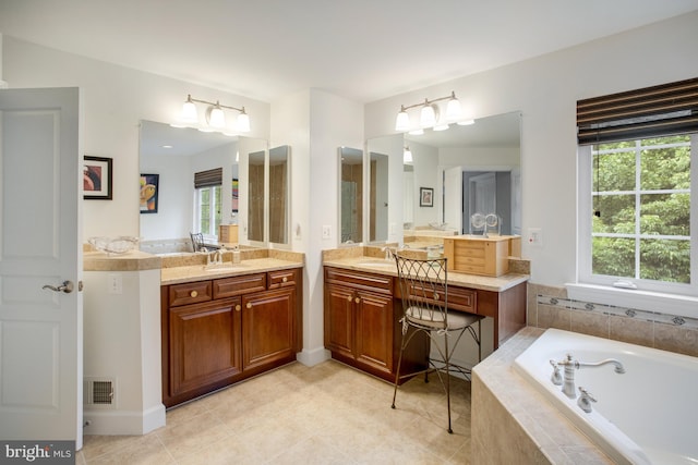 16340 Sandy Ridge Ct, Woodbridge, VA 22191 - full bath featuring a garden tub, two vanities, and tile patterned floors