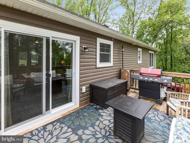 deck with a grill