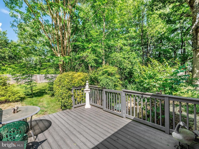 wooden deck featuring fence