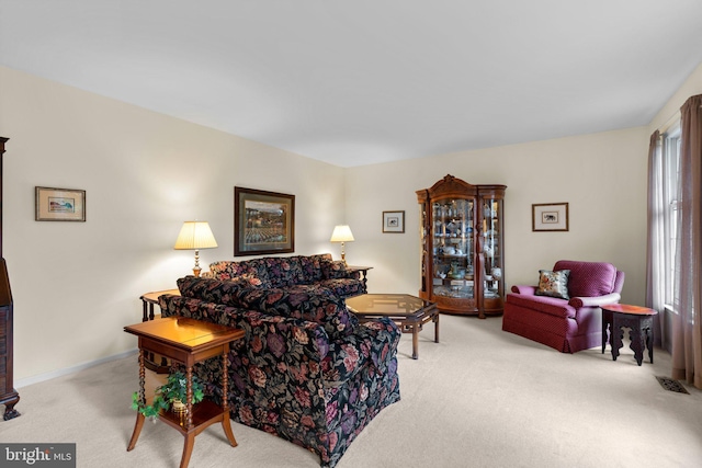 view of carpeted living area