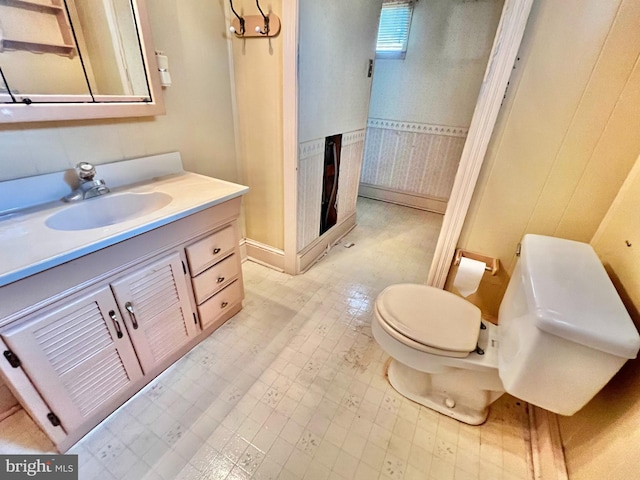 203 N Cedar St, Lititz, PA 17543 - bathroom featuring toilet, tile patterned floors, vanity, and baseboards