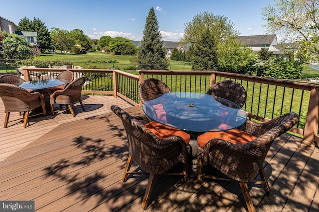 7140 Poole Jones Rd, Frederick, MD 21702 - wooden deck with outdoor dining space and a yard