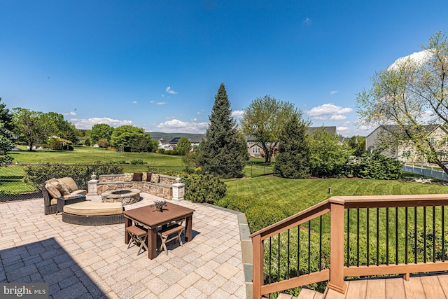 7140 Poole Jones Rd, Frederick, MD 21702 - view of patio / terrace with a fire pit and outdoor dining area