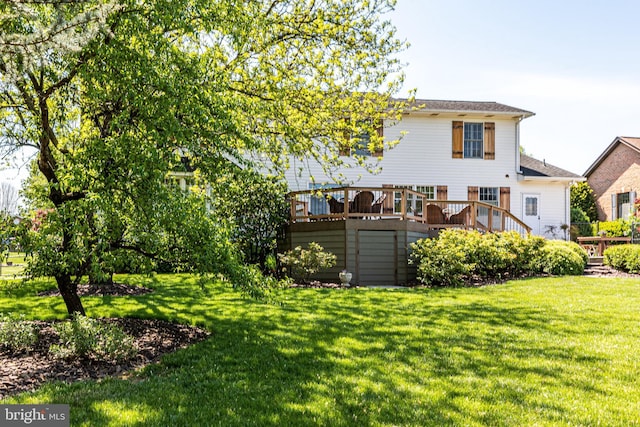 7140 Poole Jones Rd, Frederick, MD 21702 - back of property featuring a wooden deck and a lawn
