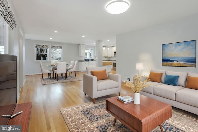 1305 S Buchanan St S, Arlington, VA 22204 - living room with light wood finished floors and recessed lighting