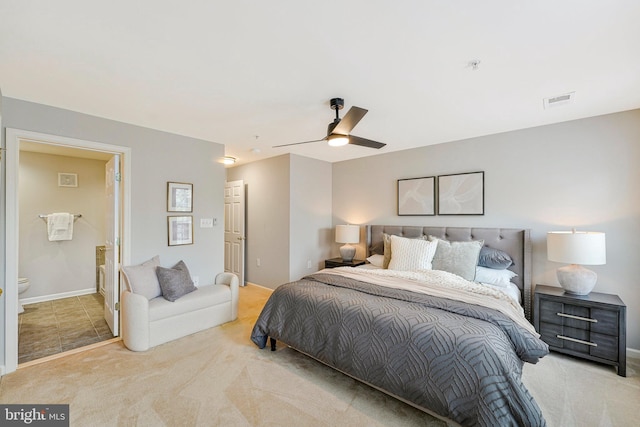 6055 Wicker Ln Unit 127, Centreville, VA 20121 - bedroom featuring carpet flooring, baseboards, a ceiling fan, and ensuite bathroom
