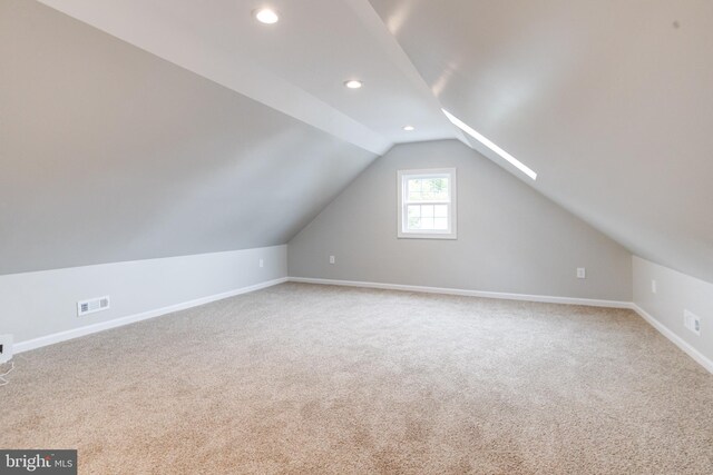 3411 Roselawn Ave, Baltimore, MD 21214 - additional living space with carpet floors, vaulted ceiling, baseboards, and recessed lighting