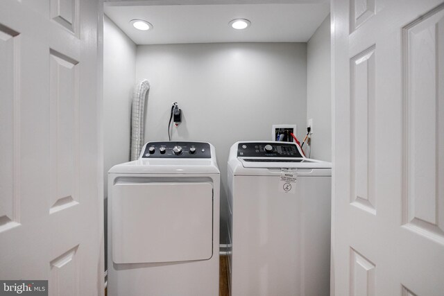 3411 Roselawn Ave, Baltimore, MD 21214 - laundry room with washer and dryer and recessed lighting