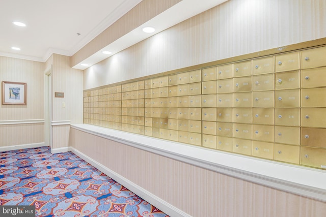 900 N Taylor St Unit 1105, Arlington, VA 22203 - surrounding community with mail area, ornamental molding, wallpapered walls, and recessed lighting