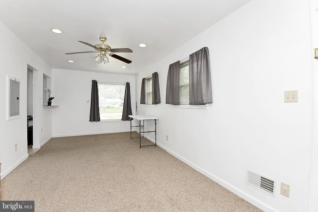 13 Dorset Dr, Ewing, NJ 08618 - carpeted spare room with electric panel, a ceiling fan, recessed lighting, and baseboards