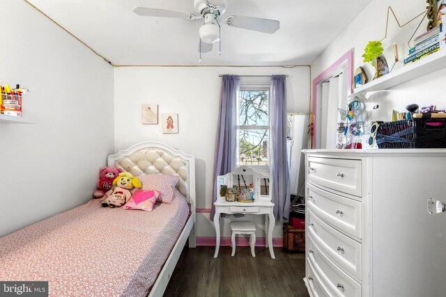 602 Lippincott Ave, Riverton, NJ 08077 - bedroom with dark wood-type flooring and a ceiling fan