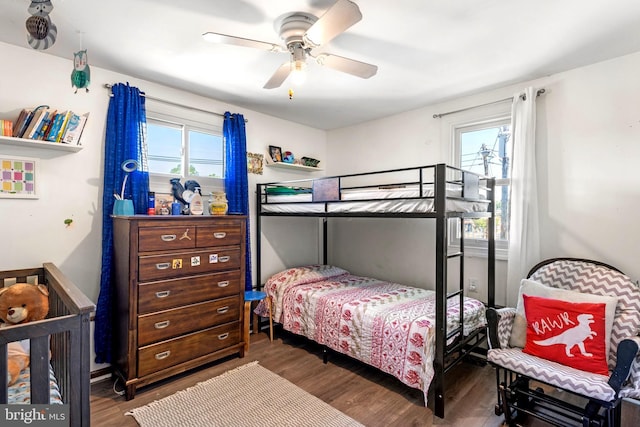 602 Lippincott Ave, Riverton, NJ 08077 - bedroom featuring wood finished floors, multiple windows, and ceiling fan
