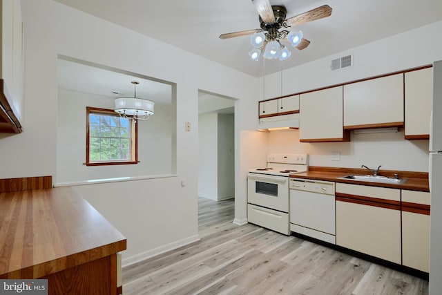 1 Brooking Ct Unit 202, Lutherville Timonium, MD 21093 - kitchen with white appliances, a sink, under cabinet range hood, and light wood finished floors